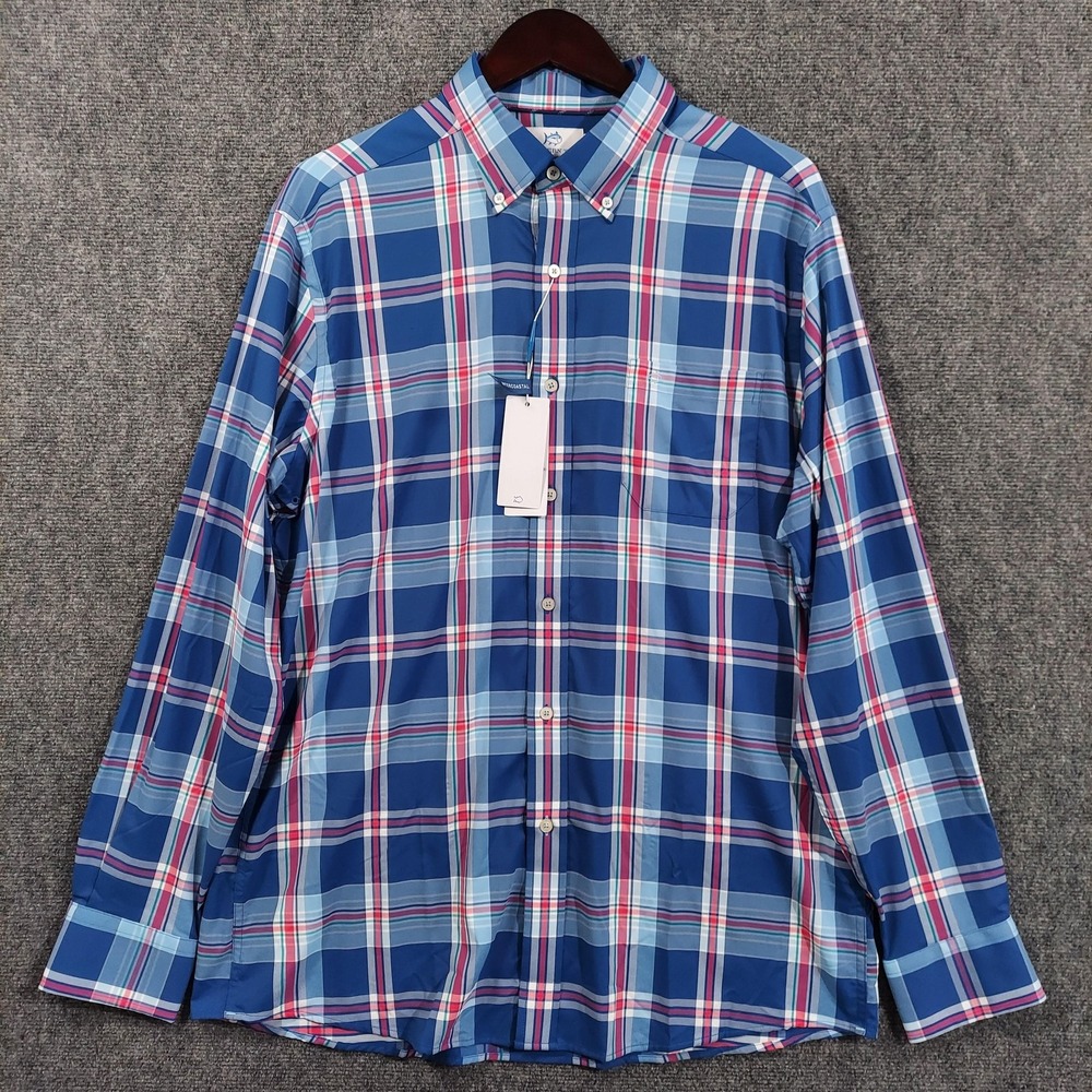 Southern Tide Shirt Mens Large Blue Plaid Long Sleeve Button-Up Intercoastal